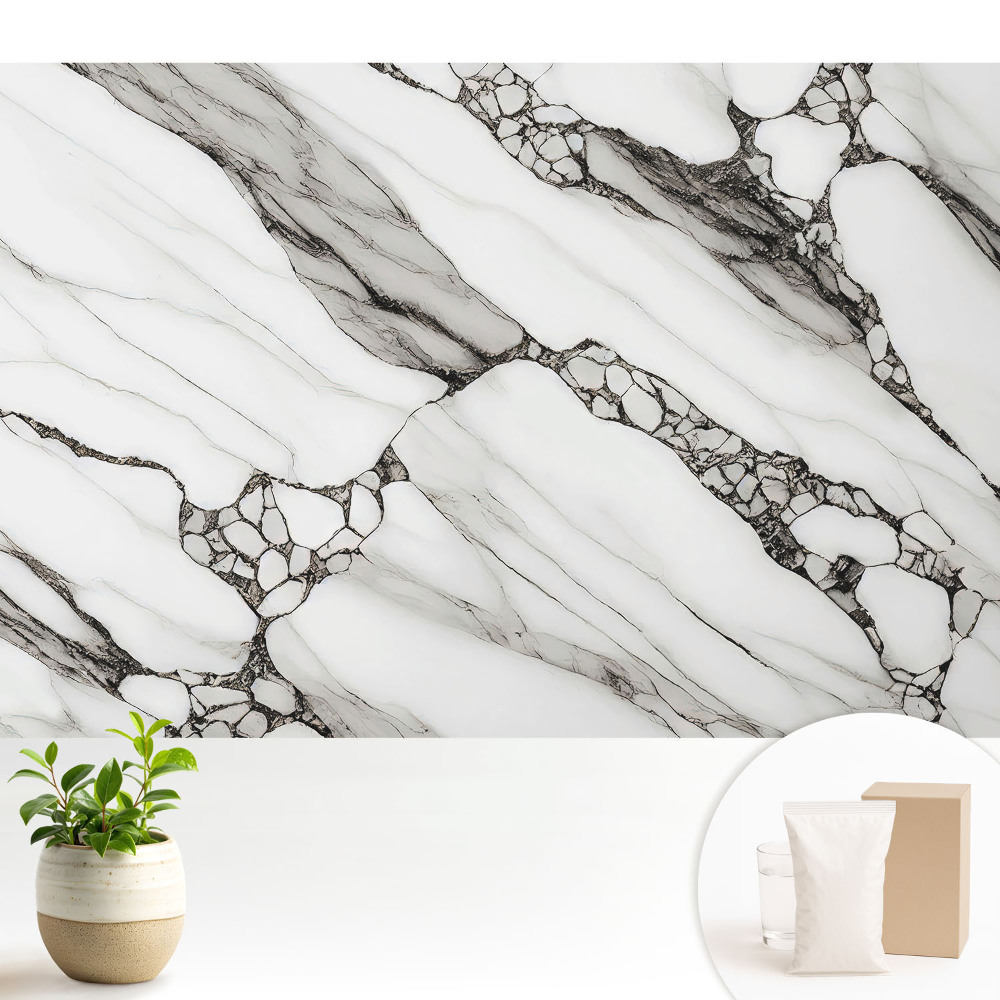 Dekor tapéta Fekete erek fehér kőalapon