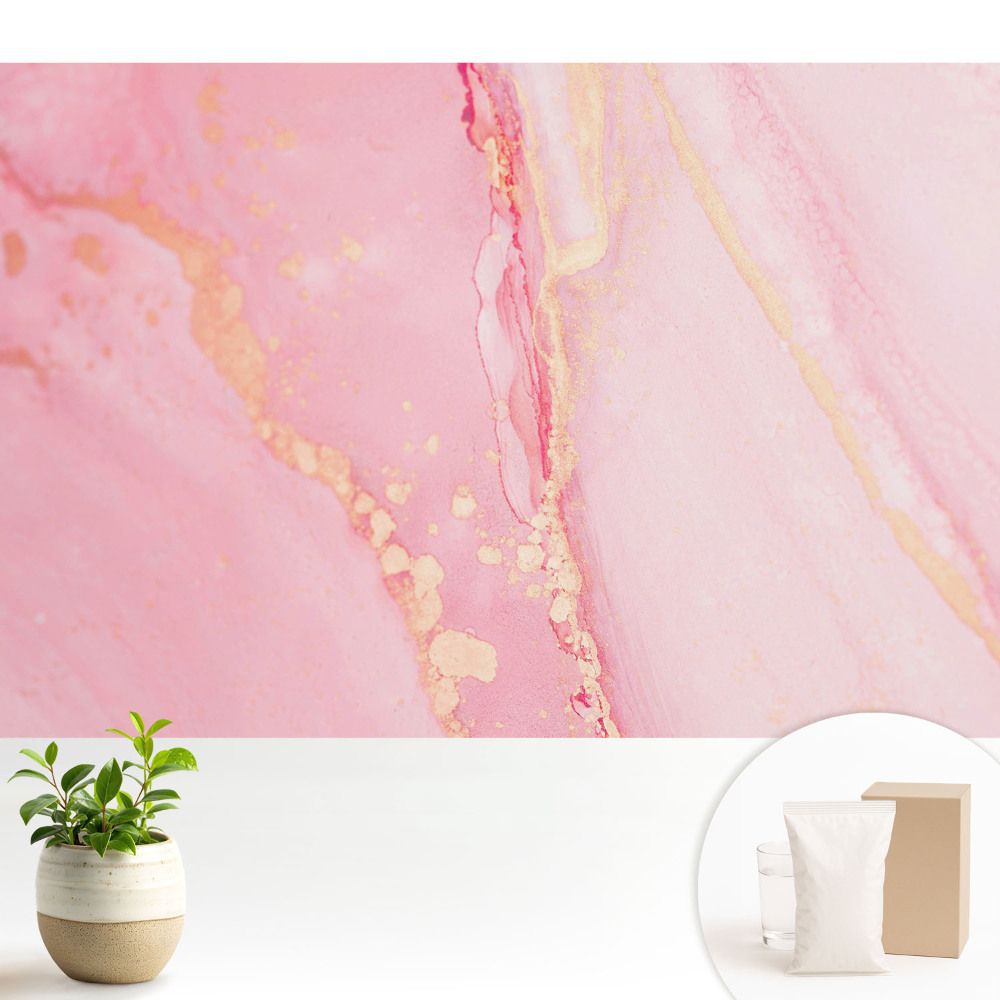 Modern tapéta Finom rózsaszín foltok sárga díszítéssel