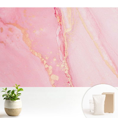 Modern tapéta Finom rózsaszín foltok sárga díszítéssel