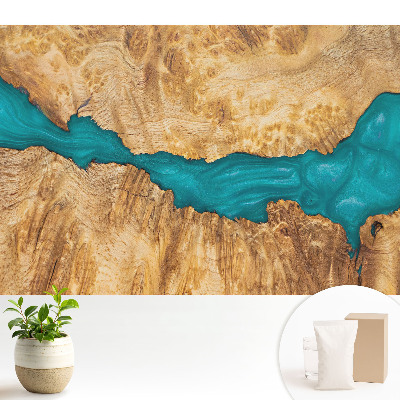 Modern tapéta Kék gyanta és természetes fa