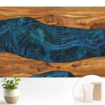 Tapéta Absztrakt mozaik fából és kékből