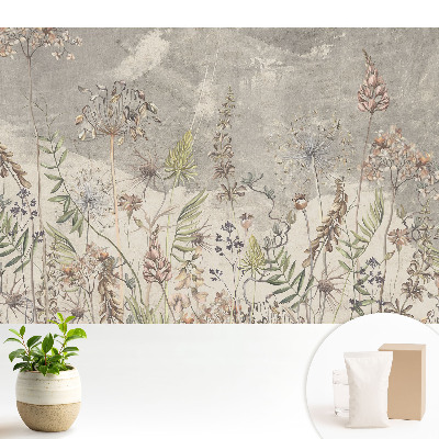 Modern tapéta Rusztikus virágok szürke háttéren