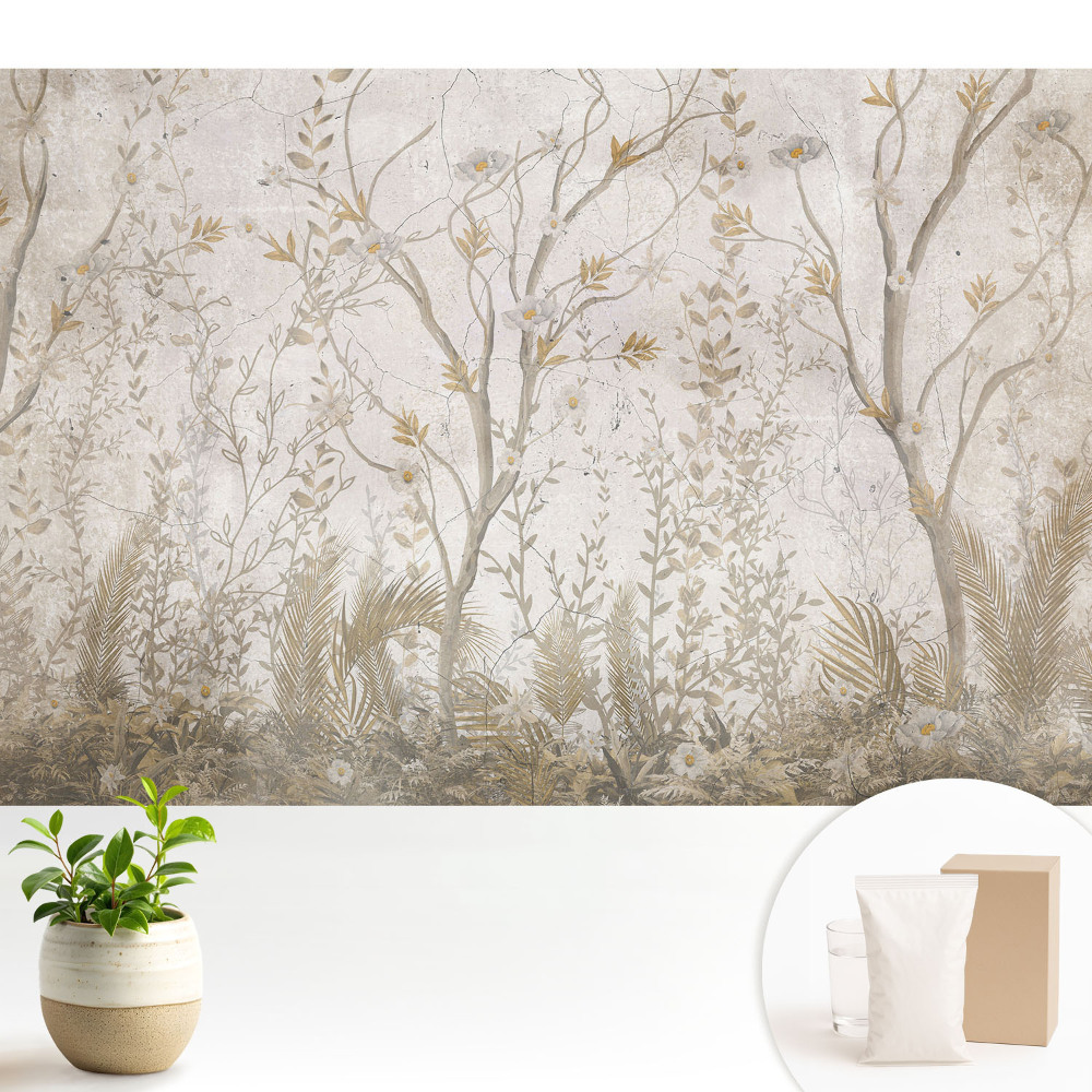 Modern tapéta Finom grafika finom növényekkel