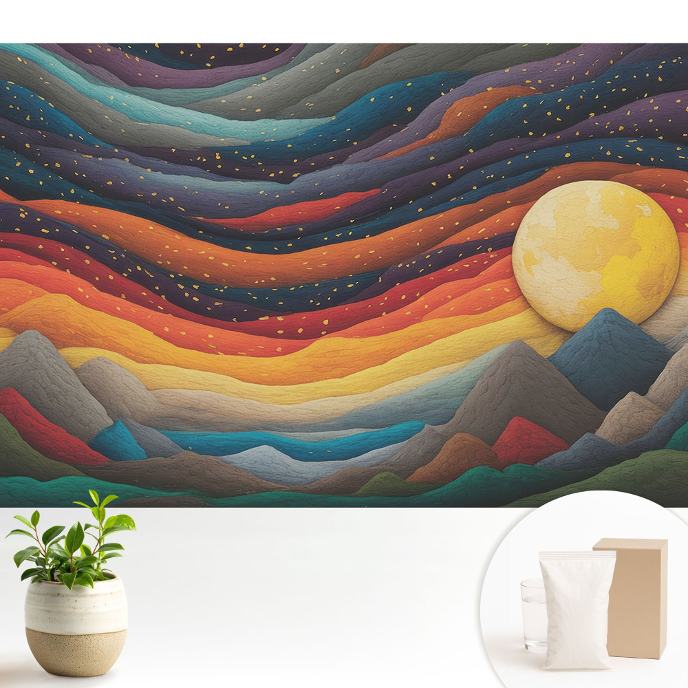 Tapéta Absztrakt hegyi táj kozmikus éjszaka