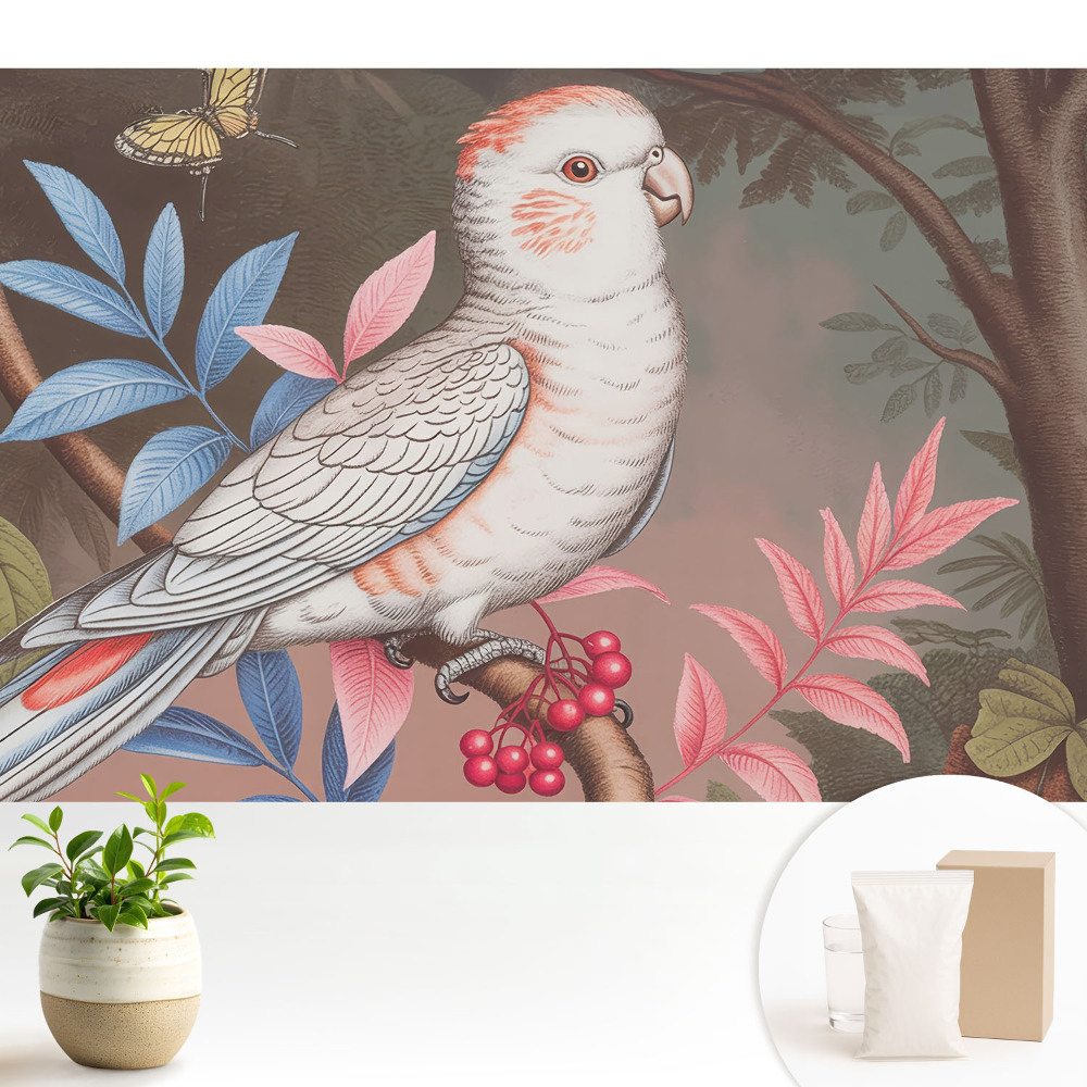 Tapéta Papagáj a levelek között