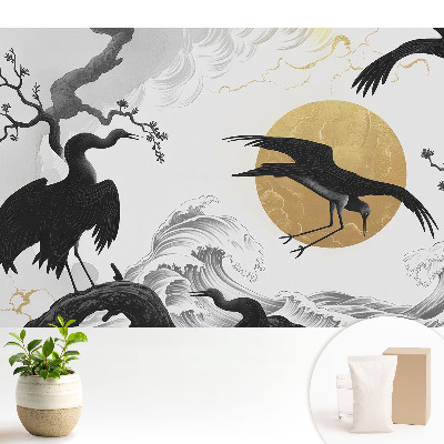 Tapéta Minimalista madarak és hullámok körrel