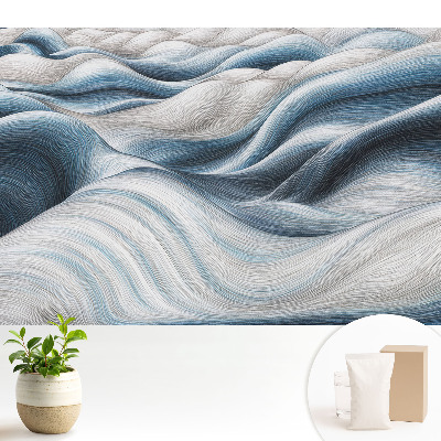 Tapéta Hullámos, lágy vonalak kék árnyalatokban