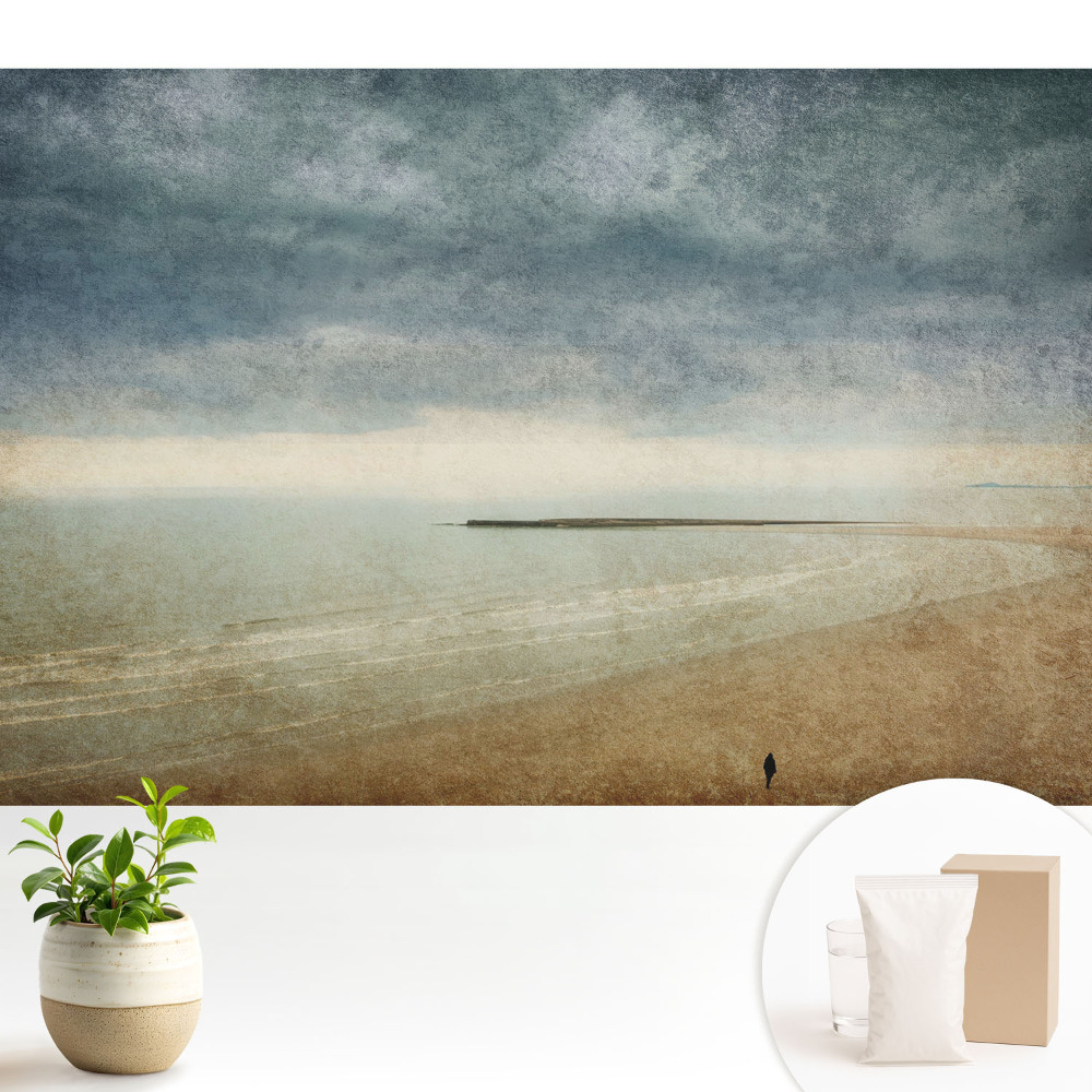 Modern tapéta Tengerpart naplementekor, retró stílus, hangulatos