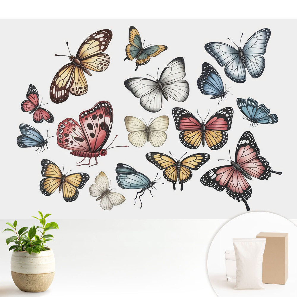 Dekor tapéta Színes pillangók szétszórva harmonikusan