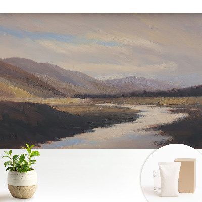 Dekor tapéta Hegyi völgy folyóval és felhőkkel