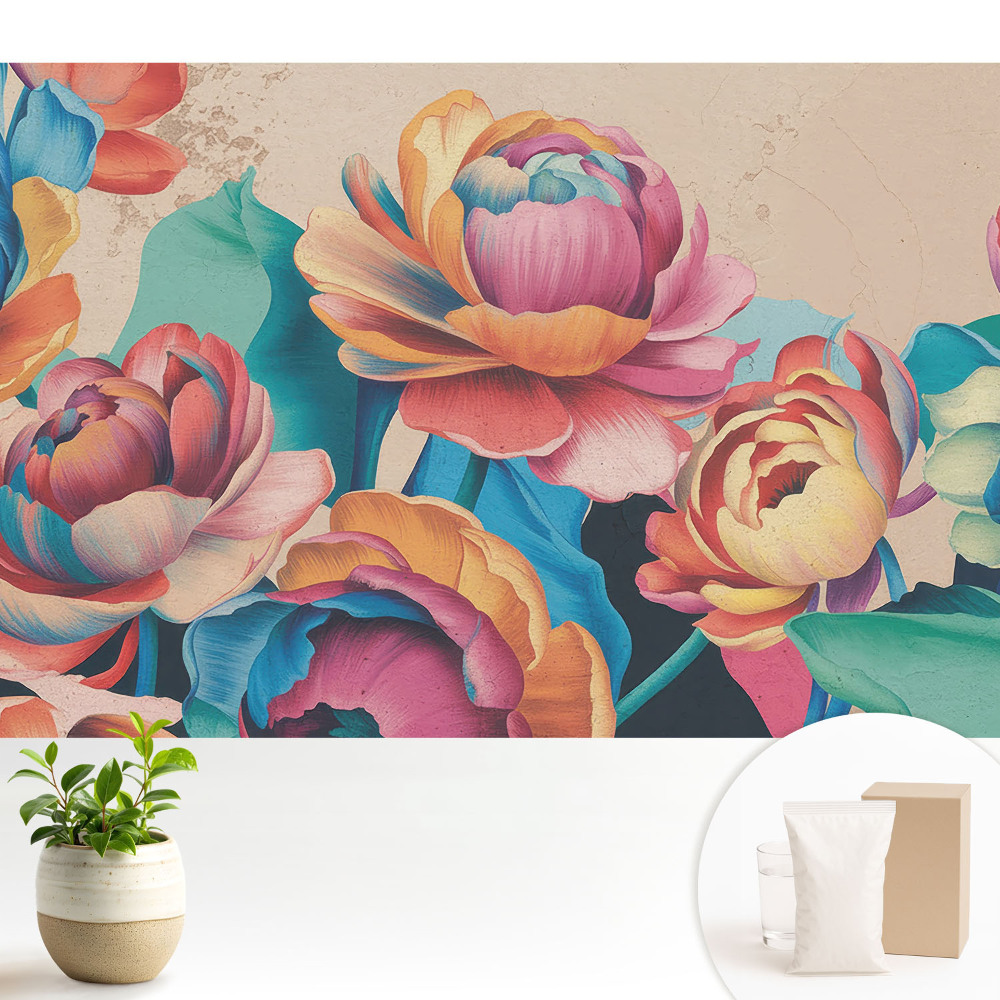 Tapéta Energikus retró virágok