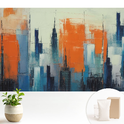 Modern tapéta Absztrakt épületek élénk színekben