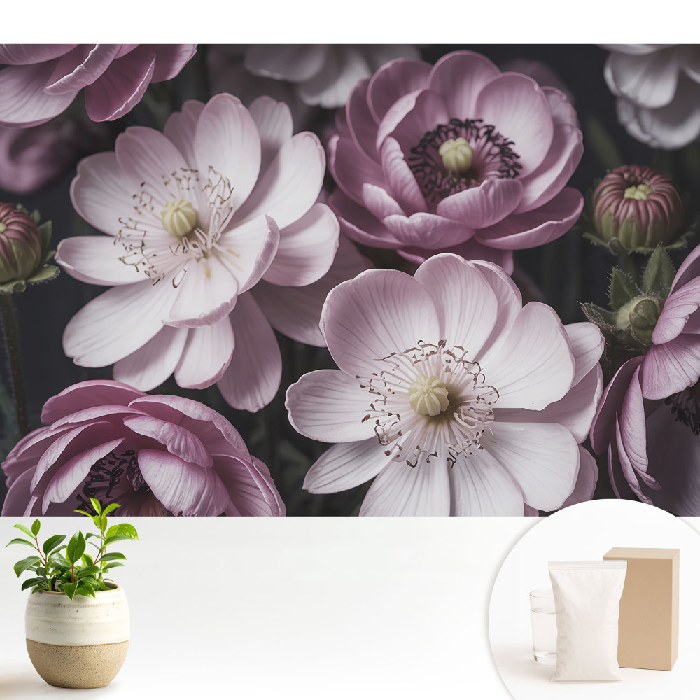 Tapéta Rózsaszín és fehér virágok, klasszikus és elegáns