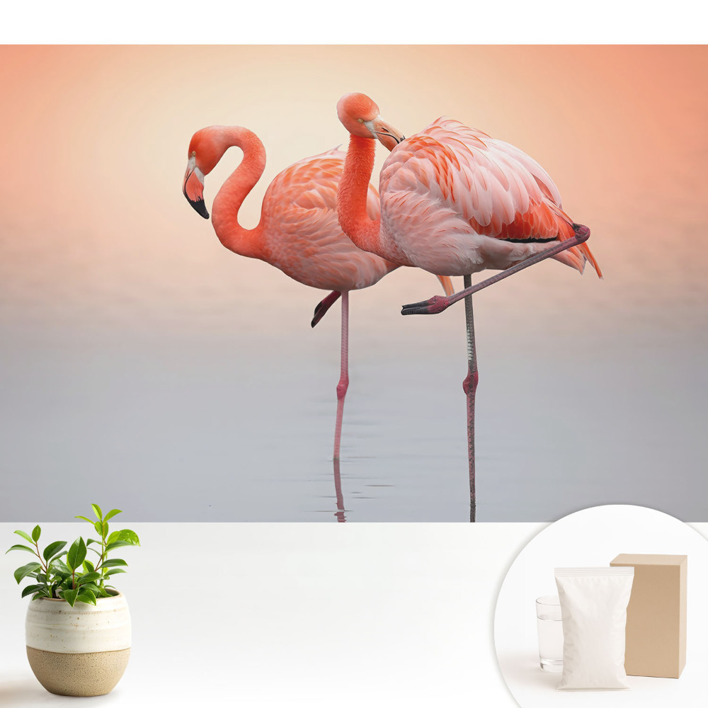 Dekor tapéta Flamingók pasztell háttérrel