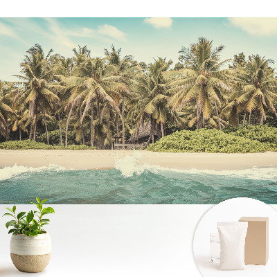 Tapéta Egy trópusi paradicsom tele pálmafákkal és kék éggel