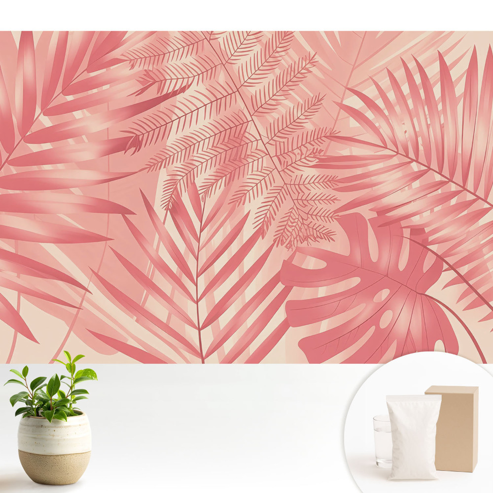 Tapéta Egzotikus levelek rózsaszín harmóniái