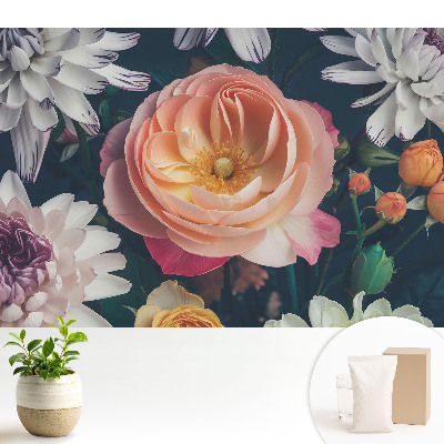 Tapéta Klasszikus stílusú virágok visszafogott kompozícióval