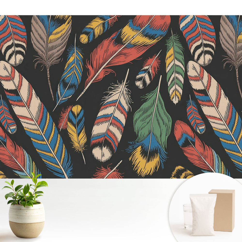Dekor tapéta Színes tollak bohém stílusban