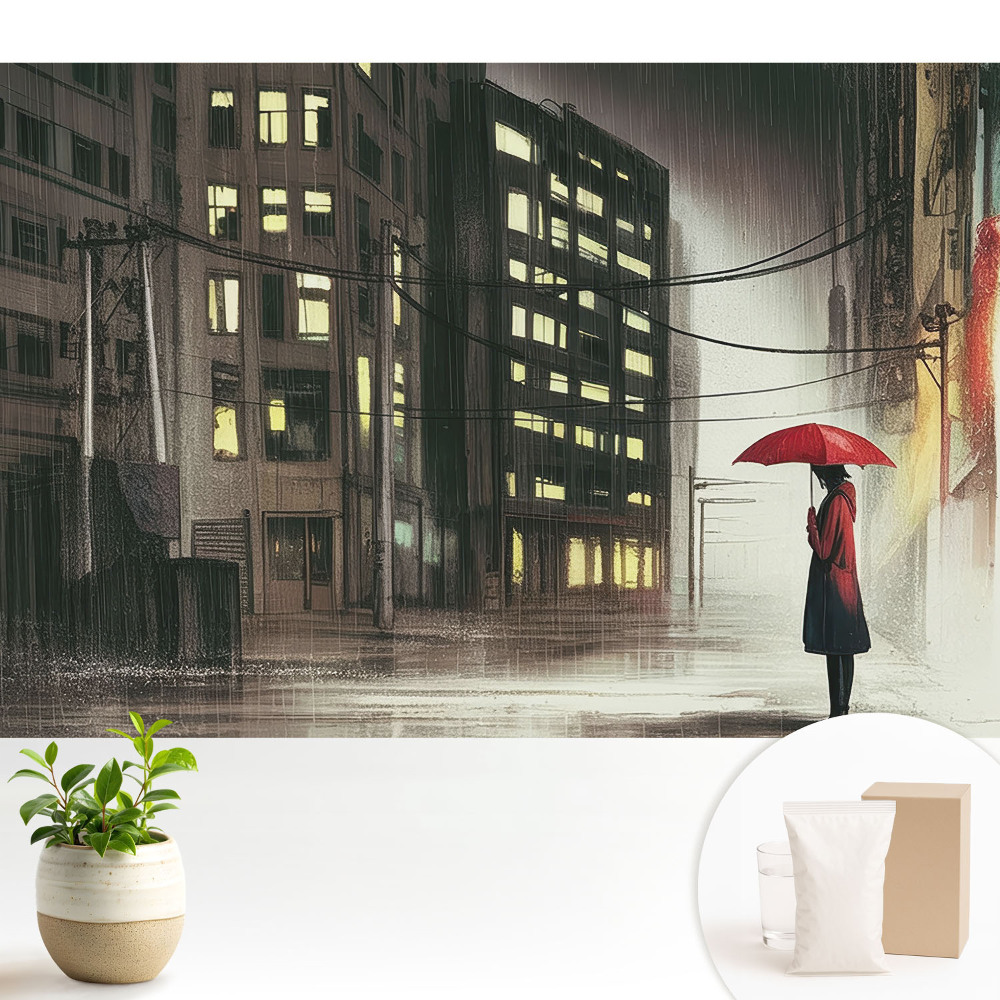 Modern tapéta Városi éjszaka esős hangulat rejtély