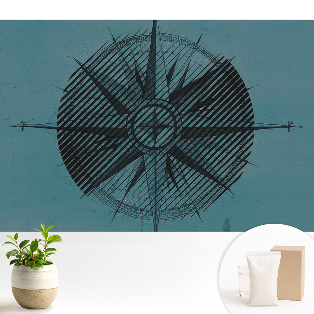 Modern tapéta Absztrakt iránytű kék ​​háttérrel