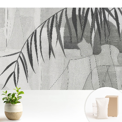 Dekor tapéta Szürke geometrikus pálmalevél minták