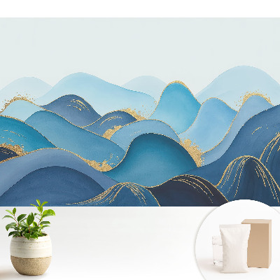 Dekor tapéta Kék hullámok sárga akcentussal