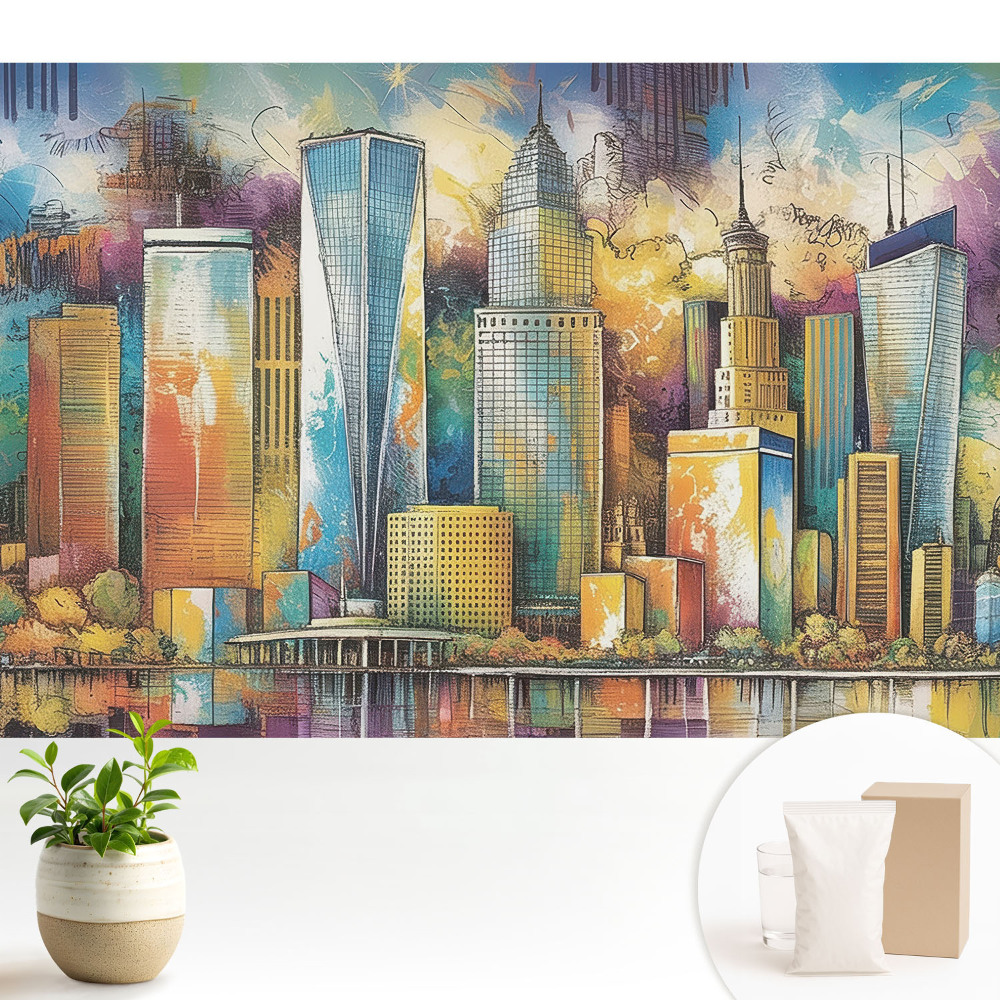 Modern tapéta Az energia városának színes felhőkarcolói
