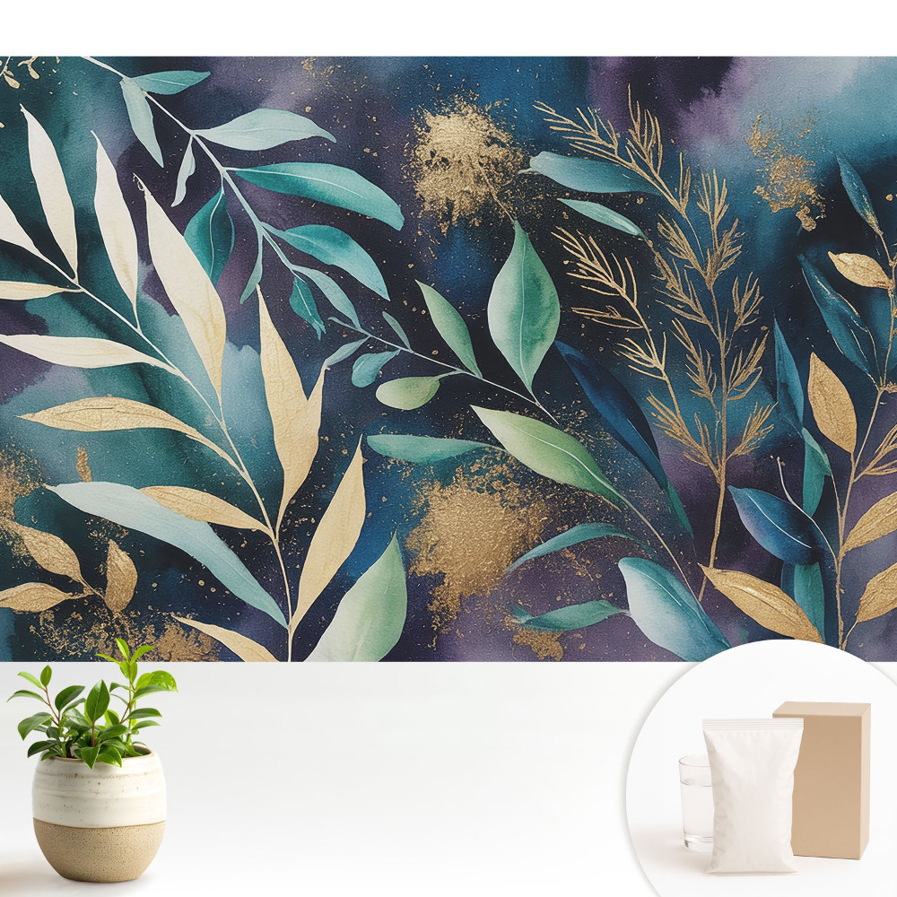 Modern tapéta Botanikai levelek sötét háttér előtt