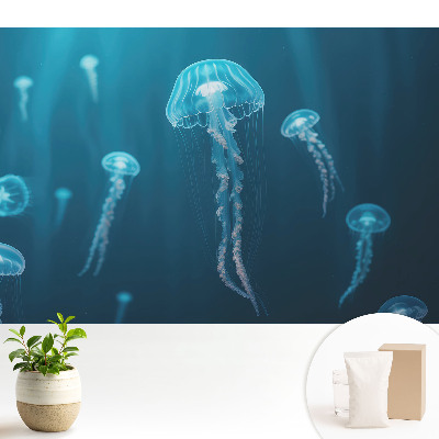 Tapéta Kék medúza mélyen az óceánban