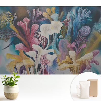 Tapéta Absztrakt virágok színes táj