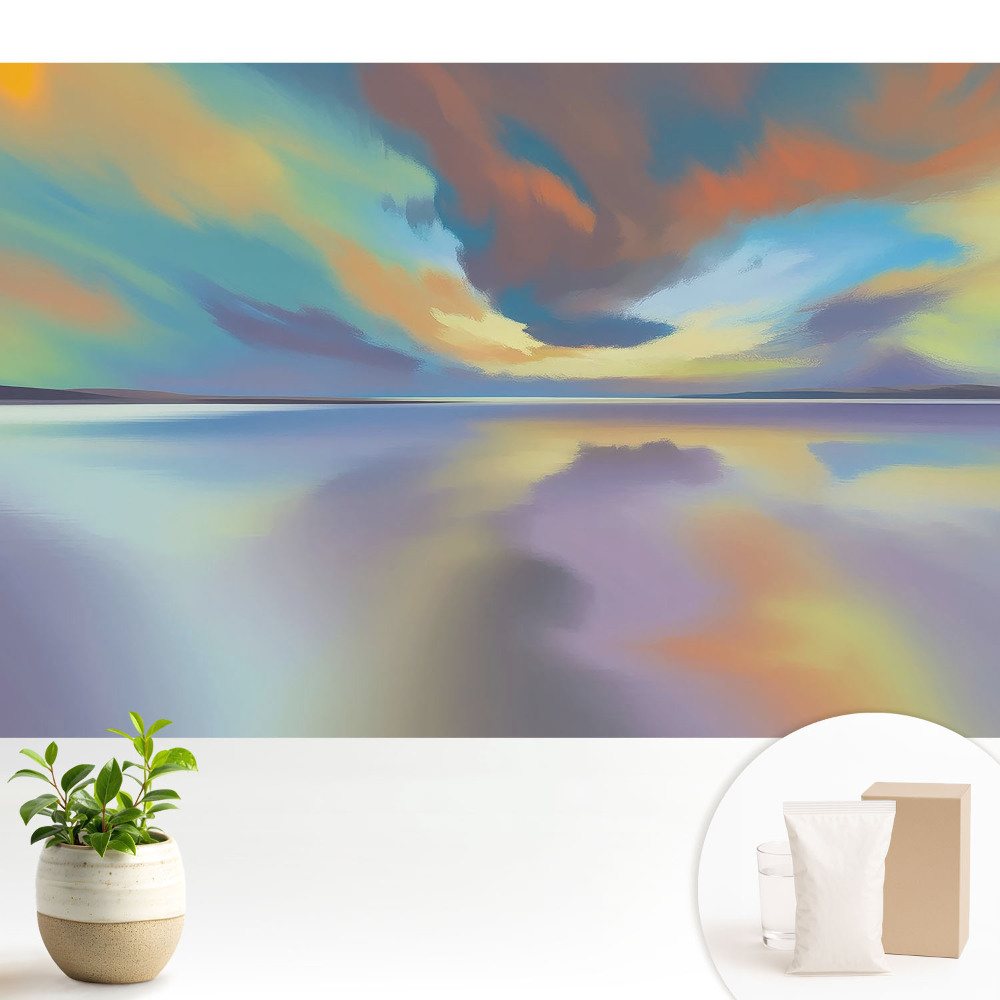 Modern tapéta A víz tükröződésének színei harmonikus tájképet teremtenek