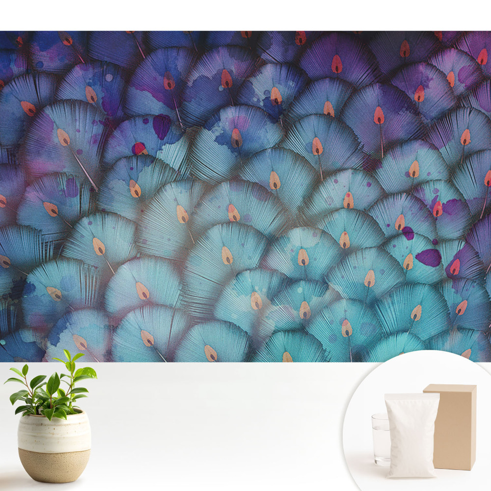 Tapéta Absztrakt legyezőtollak kék árnyalatokban