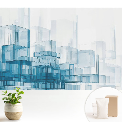 Dekor tapéta Térbeli kék kockák modernitás