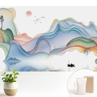 Dekor tapéta Pasztell táj hullámzó hegyekkel