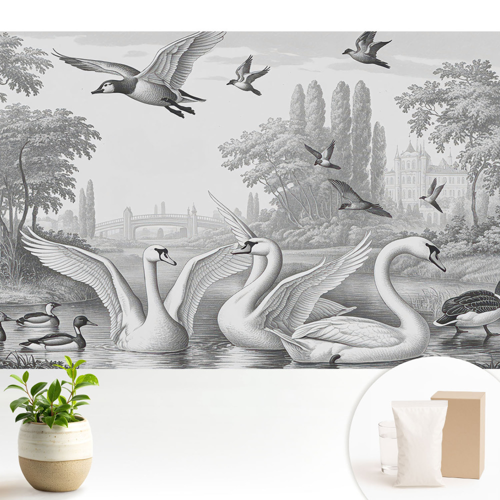 Dekor tapéta Romantikus táj hattyúkkal