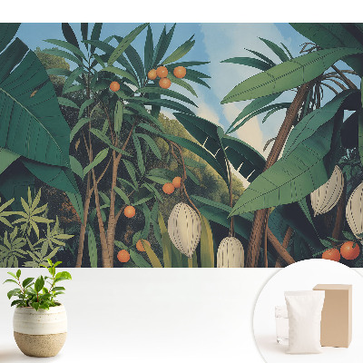 Modern tapéta Egzotikus levelek és gyümölcsök a trópusokon