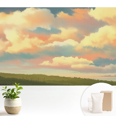 Dekor tapéta Pasztell felhők rét lenyomata