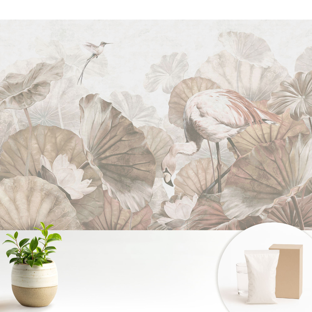 Tapéta Flamingó a levelek között
