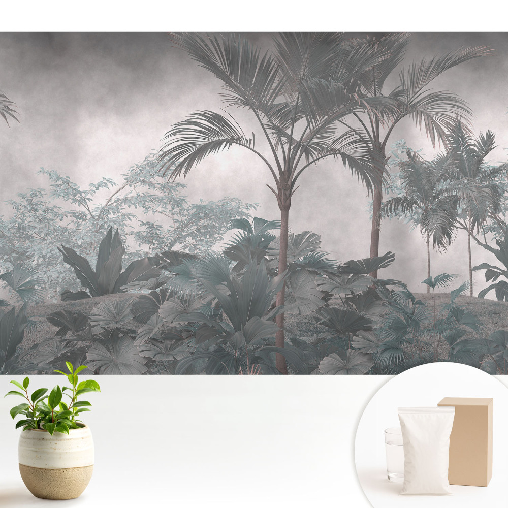Dekor tapéta Trópusi dzsungel szürke árnyalatokban