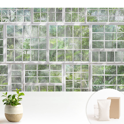 Modern tapéta Zöld dzsungel a fehér ablakok mögött