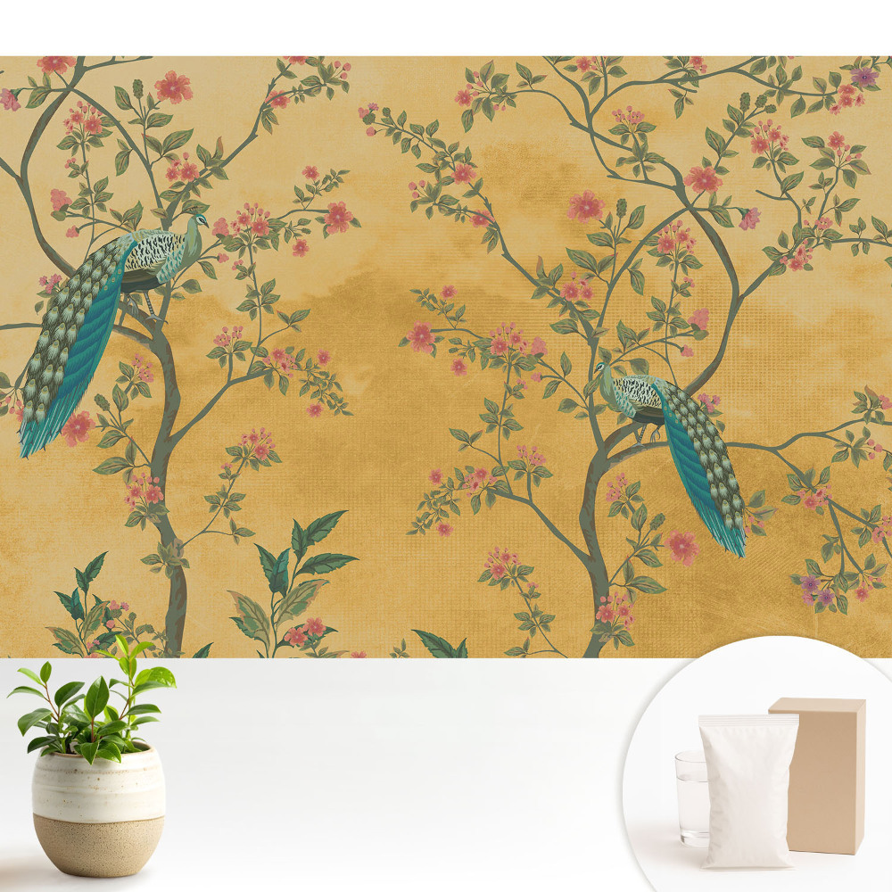 Tapéta Páva virágmotívumok