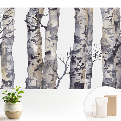 Dekor tapéta Szürke nyárfatörzsek akvarellben