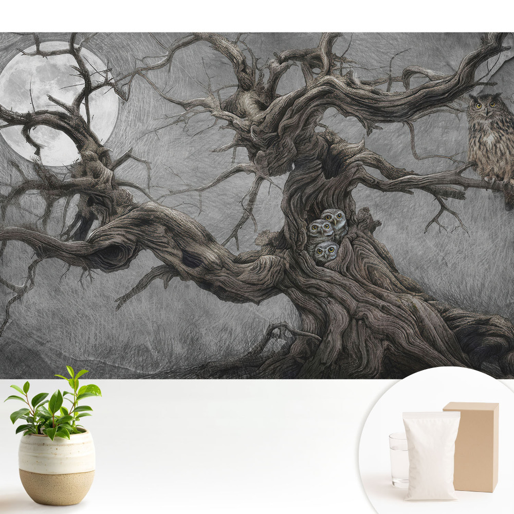 Tapéta Varázslatos éjszakai táj baglyokkal