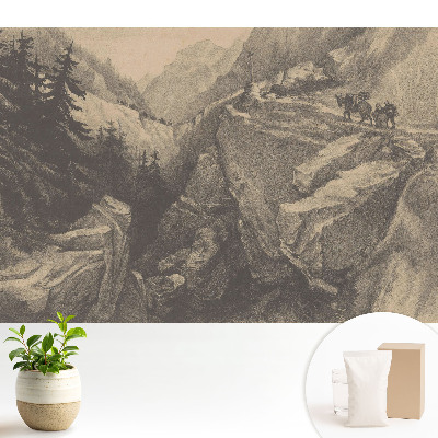 Dekor tapéta Hegyi táj utazókkal