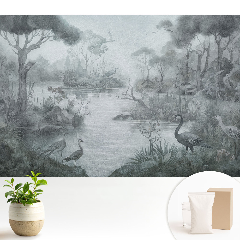 Modern tapéta Titokzatos erdei táj a tóparton