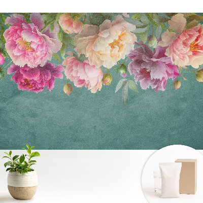 Modern tapéta Színes pünkösdi rózsák akvarell textúrán