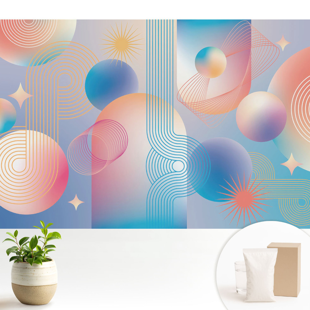 Modern tapéta Absztrakt geometrikus minták tele színekkel