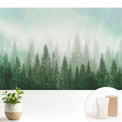 Dekor tapéta Erdő táj egy farkas körvonalaival