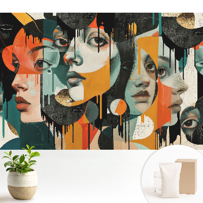 Tapéta Absztrakt arcok intenzív színekkel