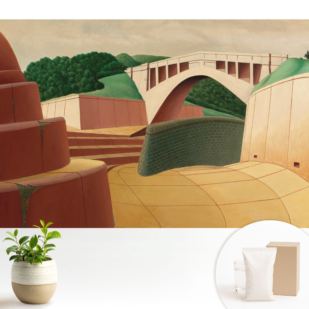Dekor tapéta Híd és építészet zöld elemekkel